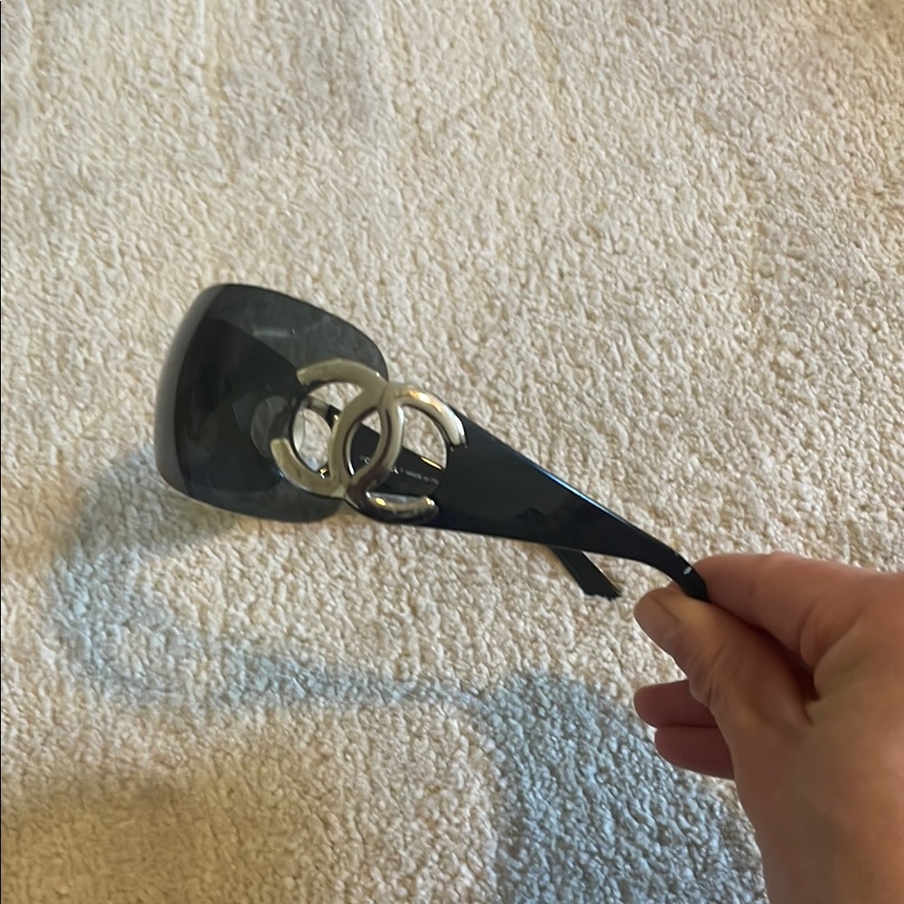 Chanel Black Sunglasses with Silver logo Accent